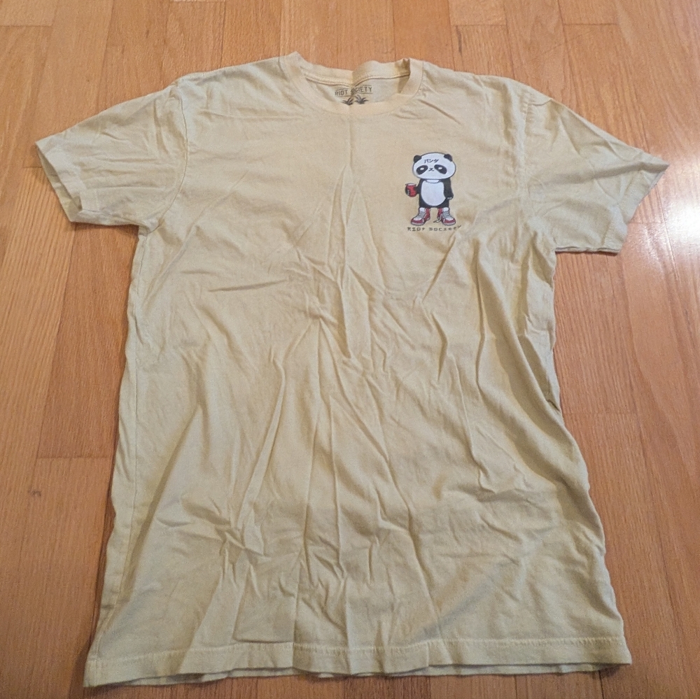 Riot Society Pale Yellow T-Shirt with Panda Design